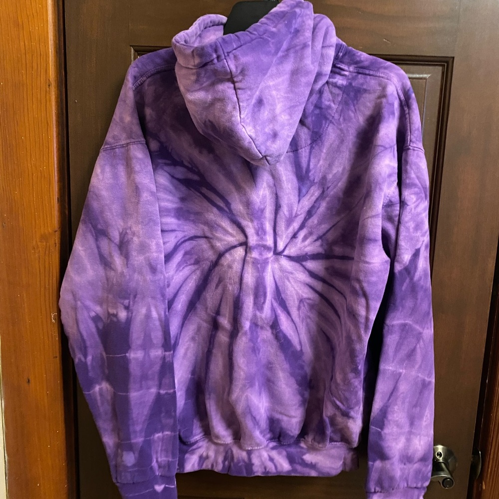 Purple tie dye hoodie.